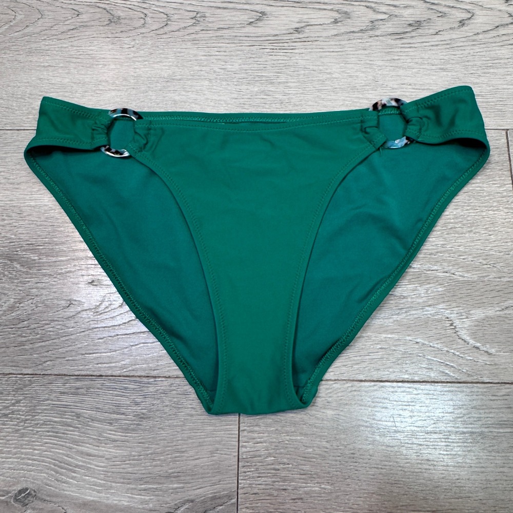 Aerie Womens Green Bikini Bottom Hipster Tortoise Shell Ring Detail Size Medium